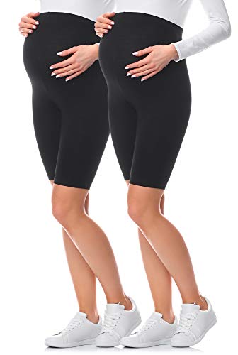 Be Mammy Kurze Umstandsleggings aus Baumwolle 2Pack BE20-228 (2Pack Schwarz/Schwarz, 3XL) von Be Mammy