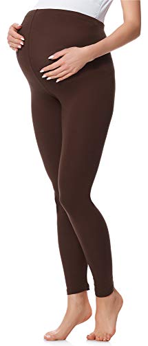 Be Mammy Lange Umstandsleggings aus Baumwolle Leggings für Schwangere Umstands Leggings Schwangerschafts Unterhosen mit Hoher Bund Weich und Elastisch BE20-230 (Braun, 3XL) von Be Mammy