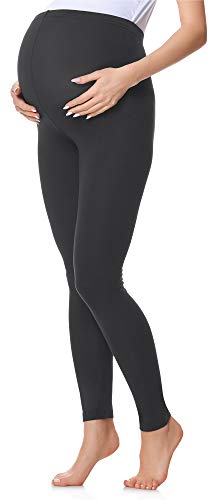 Be Mammy Lange Umstandsleggings aus Baumwolle Leggings für Schwangere Umstands Leggings Schwangerschafts Unterhosen mit Hoher Bund Weich und Elastisch BE20-230 (Graphite, 3XL) von Be Mammy