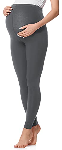 Be Mammy Lange Umstandsleggings aus Baumwolle Leggings für Schwangere Umstands Leggings Schwangerschafts Unterhosen mit Hoher Bund Weich und Elastisch BE20-230 (Grau, 3XL) von Be Mammy