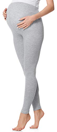 Be Mammy Lange Umstandsleggings aus Baumwolle Leggings für Schwangere Umstands Leggings Schwangerschafts Unterhosen mit Hoher Bund Weich und Elastisch BE20-230 (Melange, 3XL) von Be Mammy