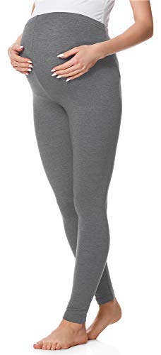 Be Mammy Lange Umstandsleggings aus Baumwolle Leggings für Schwangere Umstands Leggings Schwangerschafts Unterhosen mit Hoher Bund Weich und Elastisch BE20-230 (Mittel Melange, 3XL) von Be Mammy