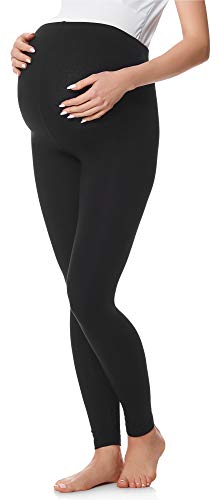 Be Mammy Lange Umstandsleggings aus Baumwolle Leggings für Schwangere Umstands Leggings Schwangerschafts Unterhosen mit Hoher Bund Weich und Elastisch BE20-230 (Schwarz, 3XL) von Be Mammy