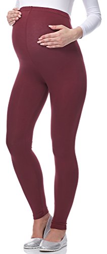 Be Mammy Lange Umstandsleggings aus Viskose Leggings Blickdicht Damen, Maternity Clothing, Ideal für die Schwangerschaft BE-02 (Burgund, 3XL) von Be Mammy