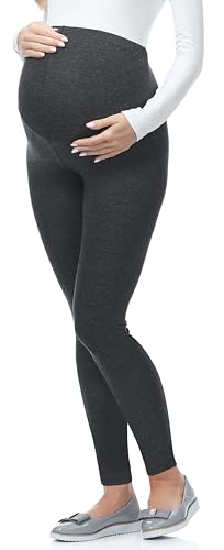 Be Mammy Lange Umstandsleggings aus Viskose Leggings Blickdicht Damen, Maternity Clothing, Ideal für die Schwangerschaft BE-02 (Dunkelmelange, L) von Be Mammy