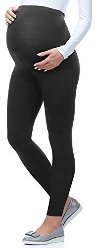 Be Mammy Lange Umstandsleggings aus Viskose Leggings Blickdicht Damen, Maternity Clothing, Ideal für die Schwangerschaft BE-02 (Graphite, 3XL) von Be Mammy