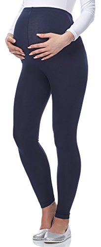 Be Mammy Lange Umstandsleggings aus Viskose Leggings Blickdicht Damen, Maternity Clothing, Ideal für die Schwangerschaft BE-02 (Marineblau, 3XL) von Be Mammy