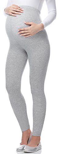 Be Mammy Lange Umstandsleggings aus Viskose Leggings Blickdicht Damen, Maternity Clothing, Ideal für die Schwangerschaft BE-02 (Melange, S) von Be Mammy