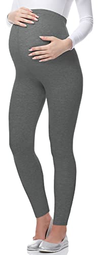 Be Mammy Lange Umstandsleggings aus Viskose Leggings Blickdicht Damen, Maternity Clothing, Ideal für die Schwangerschaft BE-02 (Mittel Melange, XL) von Be Mammy