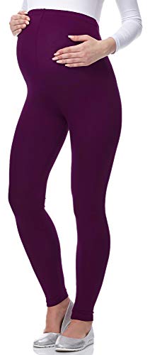 Be Mammy Lange Umstandsleggings aus Viskose Leggings Blickdicht Damen, Maternity Clothing, Ideal für die Schwangerschaft BE-02 (Pflaume, M) von Be Mammy