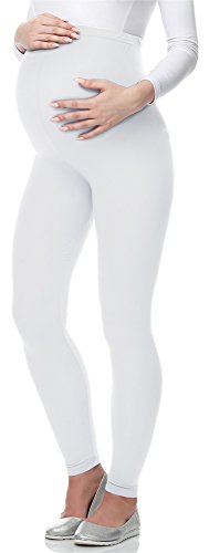 Be Mammy Lange Umstandsleggings aus Viskose Leggings Blickdicht Damen, Maternity Clothing, Ideal für die Schwangerschaft BE-02 (Weiß, L) von Be Mammy