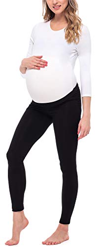 Be Mammy Lange Umstandsleggings aus Viskose BE20-253 (Schwarz, XL) von Be Mammy