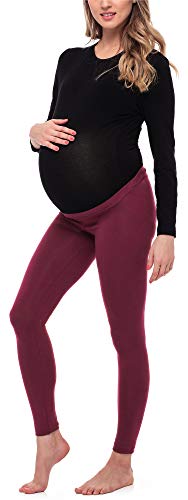 Be Mammy Lange Umstandsleggings aus Viskose BE20-253 (Weinrot, M) von Be Mammy