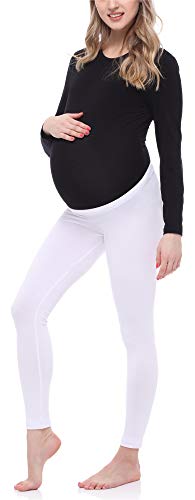 Be Mammy Lange Umstandsleggings aus Viskose BE20-253 (Weiß, XL) von Be Mammy