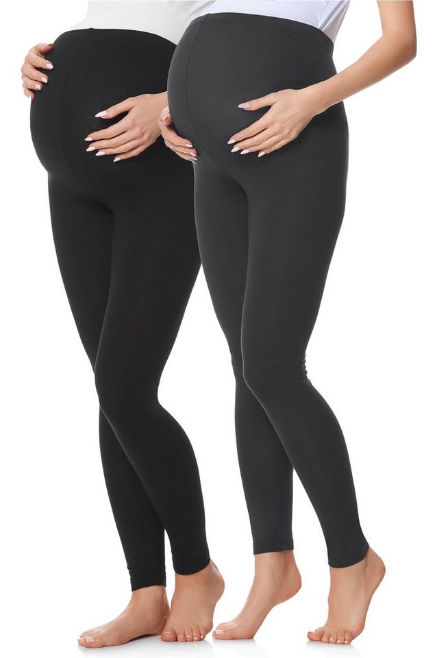 Be Mammy Umstandsleggings Lang Damen Umstandshose BE20-230 (2-tlg) aus Baumwolle von Be Mammy