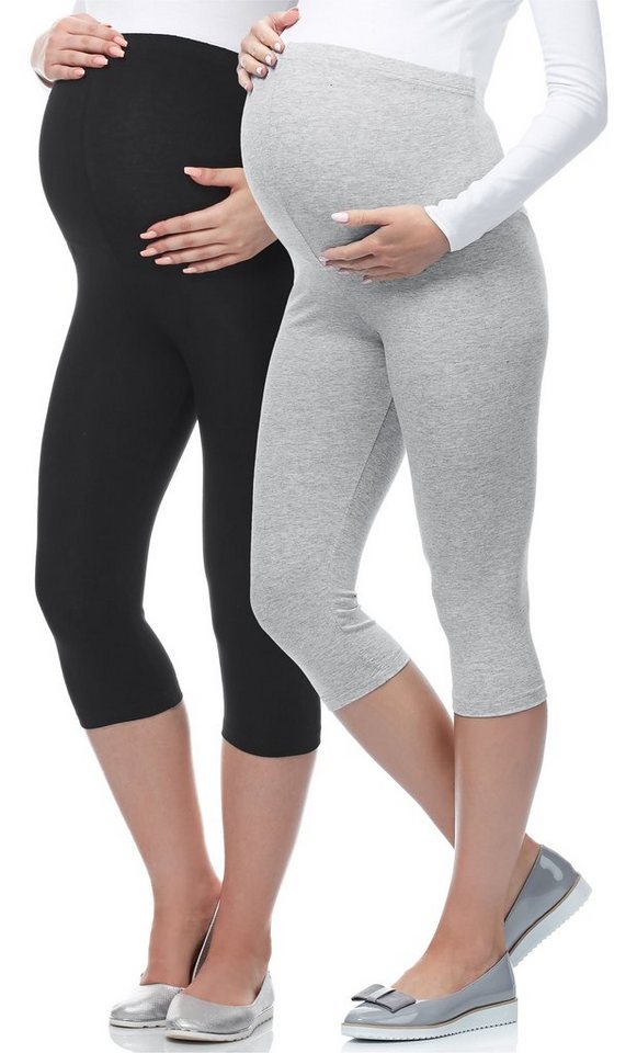 Be Mammy Umstandsleggings Damen 3/4 Capri Umstandhose Schwangerschafts Hosen BE-03 (2-tlg) aus Viskose von Be Mammy