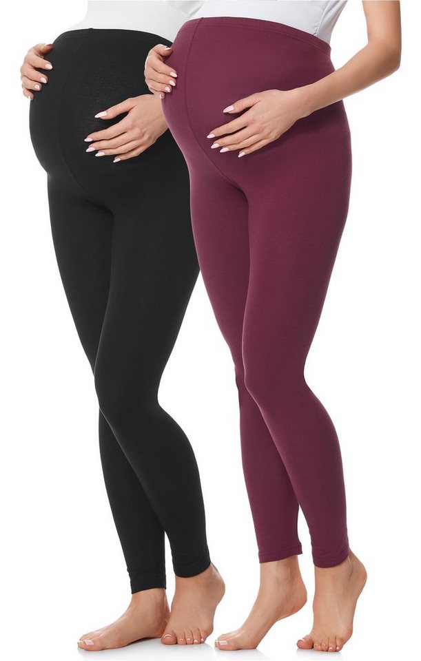 Be Mammy Umstandsleggings Lang Damen Umstandshose bequem BE20-230 (2-tlg) aus Baumwolle, elastischer Bund von Be Mammy