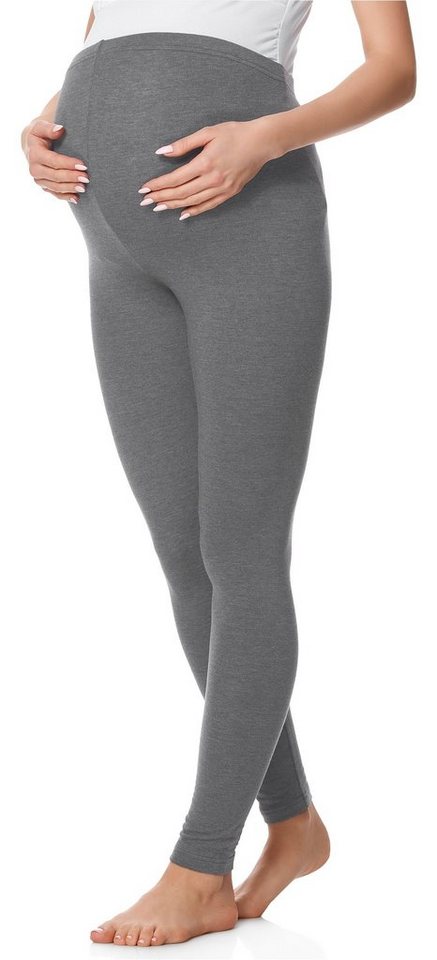 Be Mammy Umstandsleggings Lang Damen Umstandshose bequem BE20-230 (1-tlg) aus Baumwolle, elastischer Bund von Be Mammy