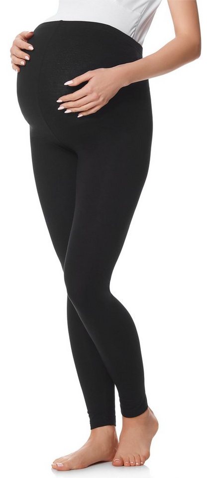 Be Mammy Umstandsleggings Lang Damen Umstandshose bequem BE20-230 (1-tlg) aus Baumwolle, elastischer Bund von Be Mammy