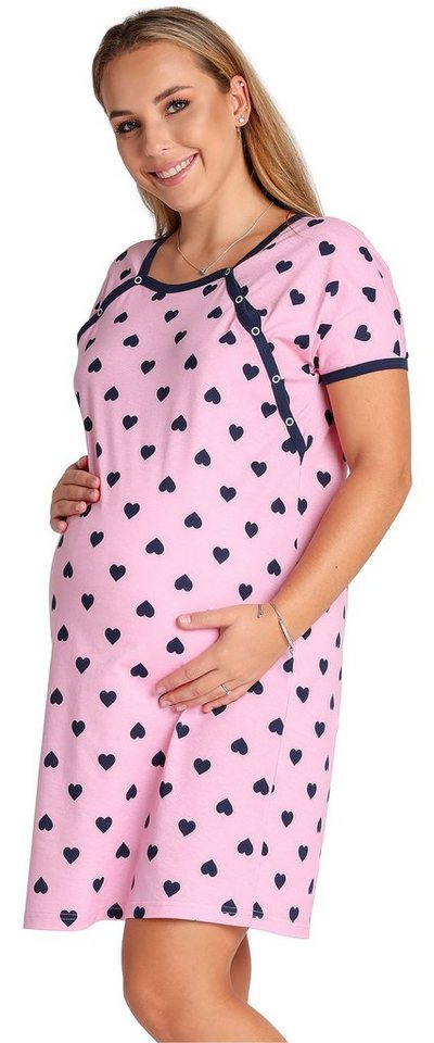 Be Mammy Umstandsnachthemd Damen Nachtkleid Umstandsmode Nachtwäsche Umstandsnachthemd BE20-286 (1-tlg) von Be Mammy