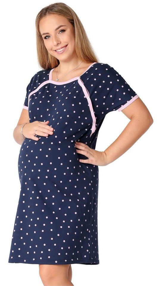 Be Mammy Umstandsnachthemd Damen Nachtkleid Umstandsmode Nachtwäsche Umstandsnachthemd BE20-286 (1-tlg) von Be Mammy