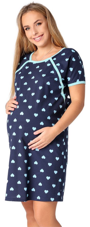 Be Mammy Umstandsnachthemd Damen Nachtkleid Umstandsmode Umstandsnachthemd Mutterschaft BE20-287 (1-tlg) von Be Mammy