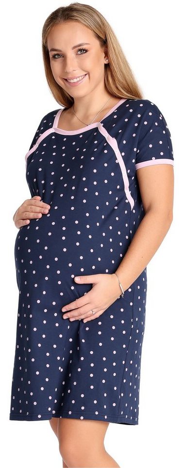 Be Mammy Umstandsnachthemd Damen Nachtkleid Umstandsmode Umstandsnachthemd Mutterschaft BE20-287 (1-tlg) von Be Mammy