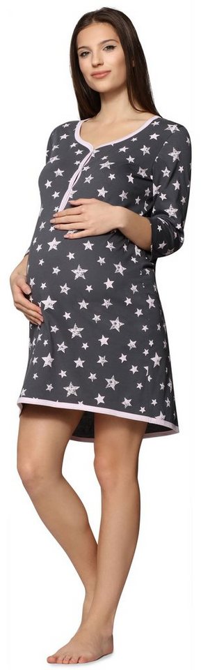Be Mammy Umstandsnachthemd Damen Umstands Nachthemd mit Stillfunktion BE20-176 (1-tlg) von Be Mammy