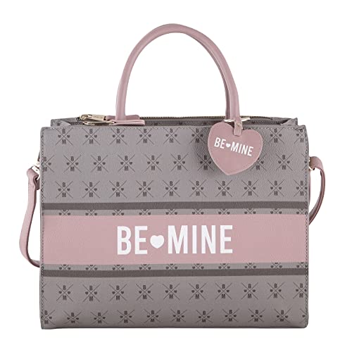 Be Mine Kurzgriff Tasche Campain Bag Rosie | Henkeltasche für Damen | großes Hauptfach mit Magnetverschluss | verstärkter Boden | aus hochwertigem Kunstleder (grey/rose) von Be Mine