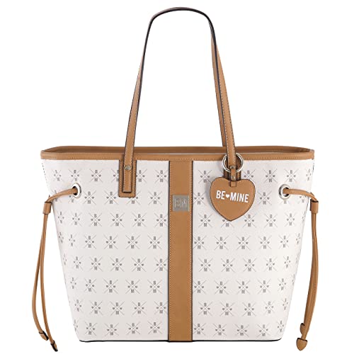 Be Mine Shopper Kate 2 | große Handtasche für Damen | Shopping Tasche mit großem Hauptfach | aus hochwertigem Kunstleder (ecru/cognac) von Be Mine