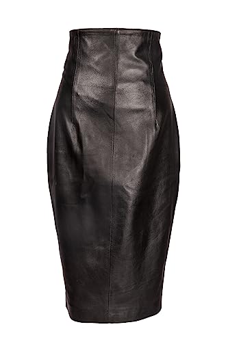 Be Noble Eleganza die Roma - Lederrock aus Echtleder hohe Taille in schwarz (M) von Be Noble