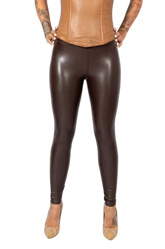 Be Noble Leder-Leggings als vegane Leder-Stretchhose in Kunstleder in Schokobraun (S) von Be Noble