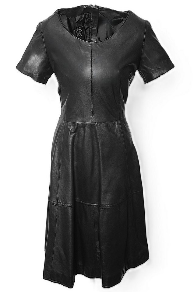 Be Noble Lederkleid Boston 2 Weitschwingendes Lederkleid mit kurzem Arm in schwarz von Be Noble