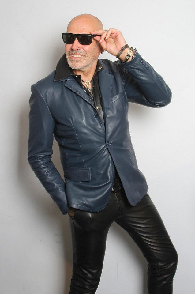 Be Noble Ledersakko Vancouver blau Edles Herren Sakko aus Echtem Leder in blau von Be Noble