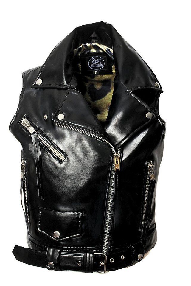 Be Noble Lederweste Biker Vamp Glänzende Weste mit vielen Details in Lackoptik von Be Noble