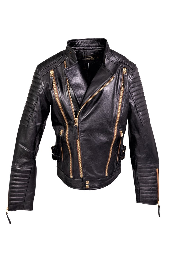 Bikerjacke-Lederjacke aus ECHT-Leder ohne Nieten von Pompöös von Be Noble