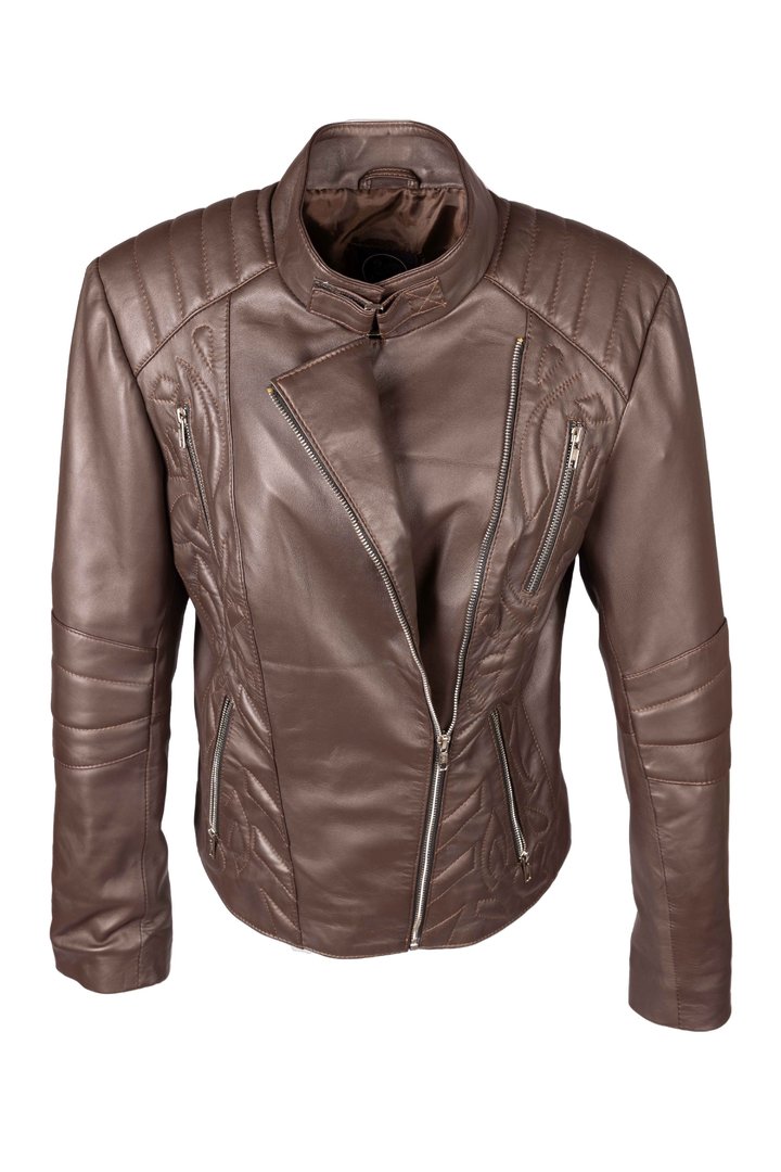 Elegante Lederjacke ECHT-LEDER Design Sylt braun von Be Noble