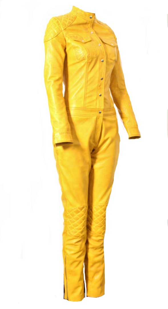 Jumpsuit Catsuit ECHTLEDER - USED LOOK - in gelb von Be Noble