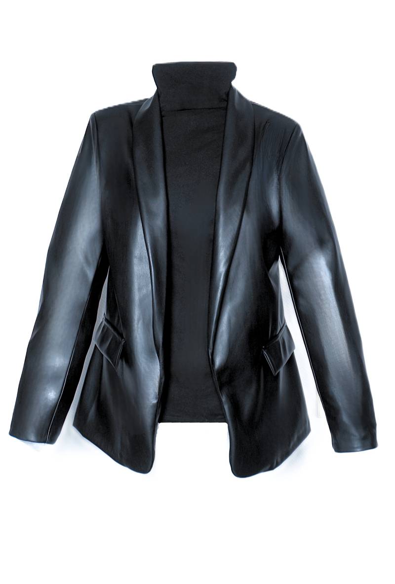 Leder-Blazer in Edel-Business Style  aus hochwertigem Kunstleder  in schwarz von Be-Noble