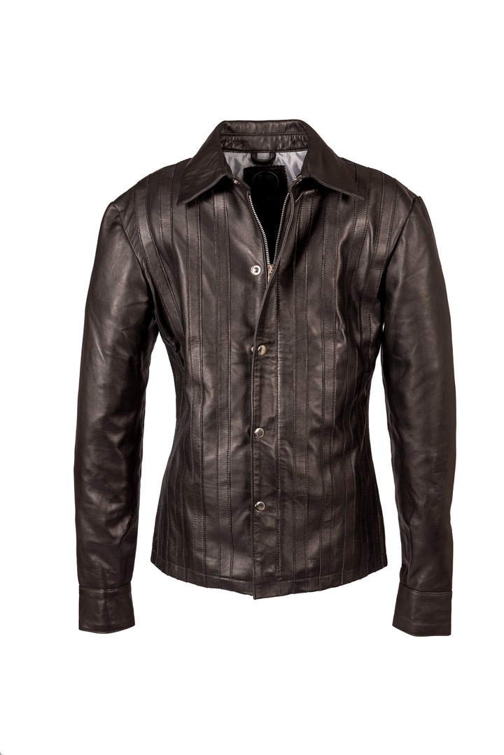 Lederhemd Lederjacke aus ECHT Leder in schwarz von Be Noble