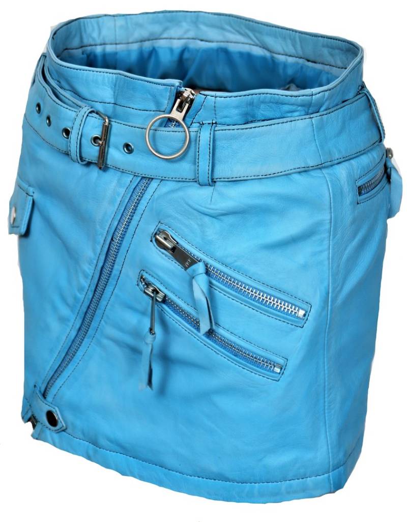Lederrock als kurzer Minirock in ECHT-Leder hellblau von Be Noble
