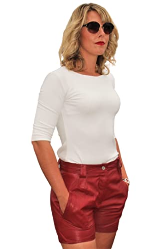 Verona - Leder-Shorts Hot Pants in ECHT-Leder ELEGANTER Style in rot (M) von Be Noble