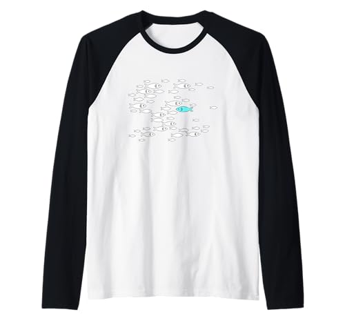 Fische Schwimmen gegen die Strömung im Meer Tees für Männer und Frauen Raglan von Be different to be unique swim against the current