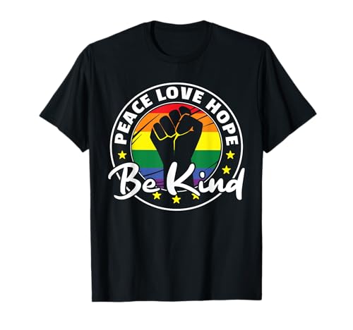 Regenbogen Flag Pride LGBTQ Peace love hope be kind pride T-Shirt von Be kind flag LGBTQ+ Pride Month