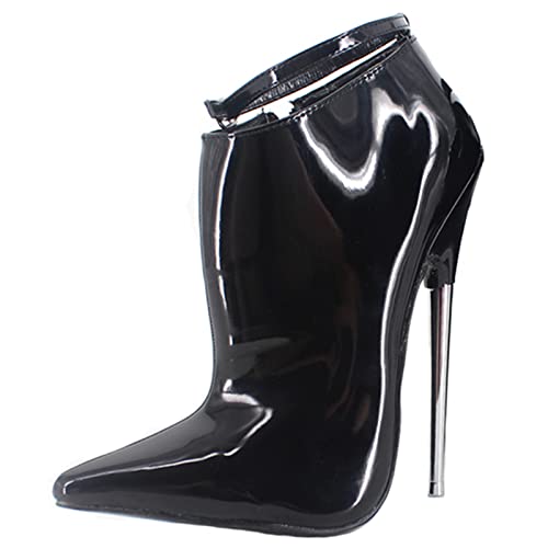 BeAUZQ 7inch Unisex Herren Damen High Heel Sexy Spitz Stiefeletten Party Braut Prom Schuhe Stripper Nachtclub Tanzschuhe,Schwarz,41 von BeAUZQ