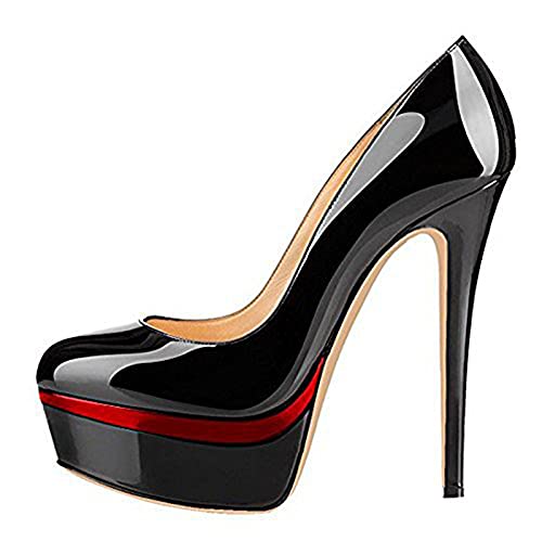 Damen 15CM Stilettos Sexy High Heels Pumps Hochzeit Braut Prom Party Kleid Schuhe Größe 34-45,Schwarz,41 EU von BeAUZQ