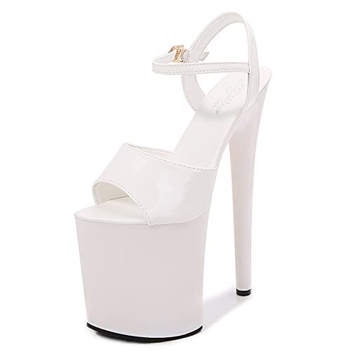 Damen Sandalen 20Cm High Heels Sexy Stripperin Bühnenperformance Pole Dance High Heels Nachtclub Partytanz High Heels Plus Size Unisex,Weiß,36 EU von BeAUZQ