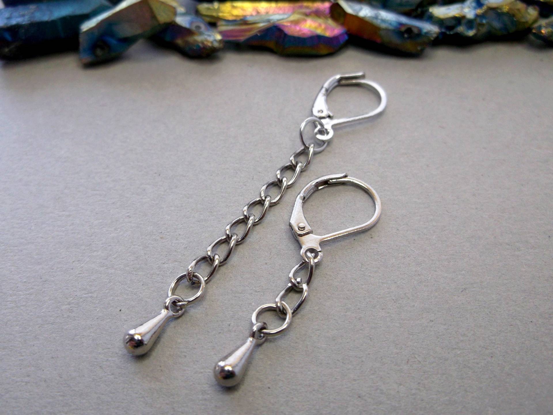 Edelstahl Kette Ohrhänger Teardrop Goth Hippie Stil von BeAliter