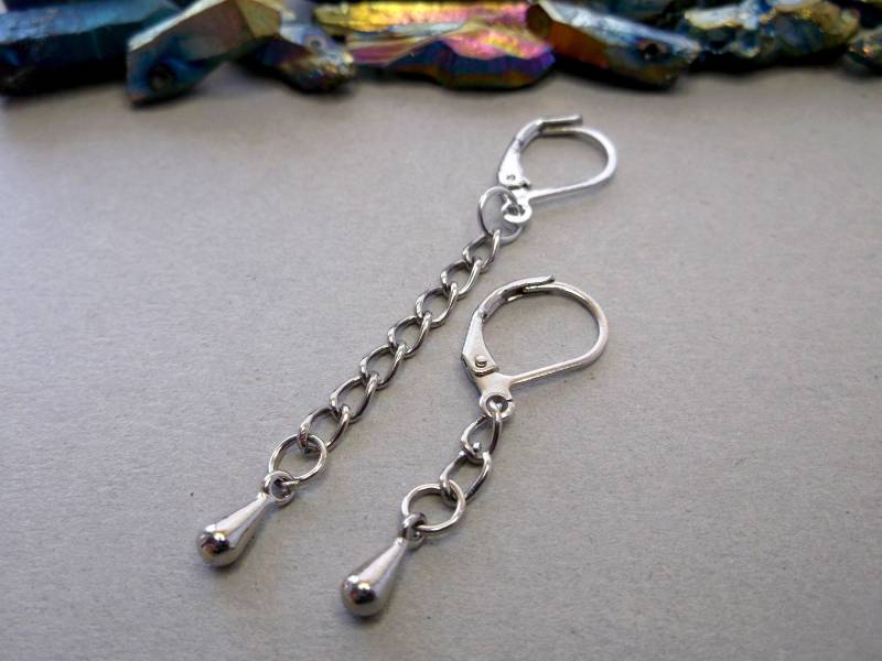 Edelstahl Kette Ohrhänger Teardrop Goth Hippie Stil von BeAliter