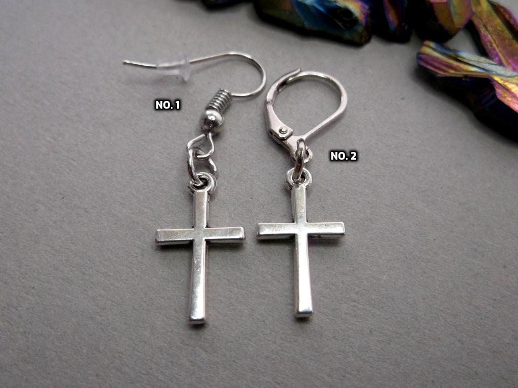 Einzel Silber Kreuz Ohrring Edelstahl Haken von BeAliter